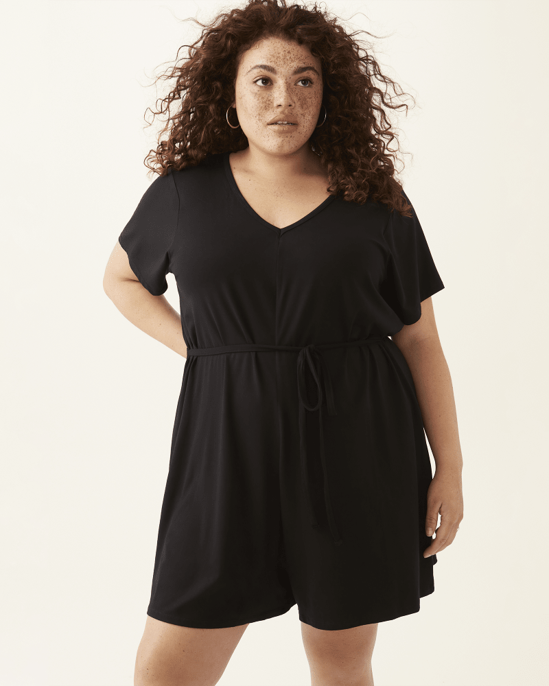 Front of plus size Selene Knit Romper by DEX PLUS | Dia&Co | dia_product_style_image_id:206281